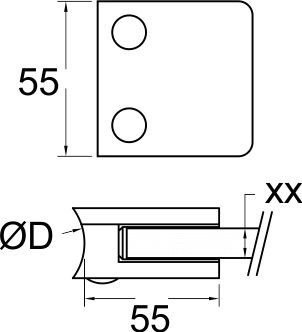 Big Square (55 x 55 mm) for Glass 6 to 12.76 mm_