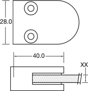 Mini (40 x 28 mm) Flat for Glass 6 mm_