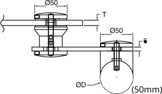 One Way Glass Holder with Post Holder dia 50 mm_