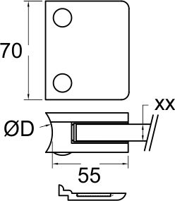 Rectangular (70 x 55 mm) for Glass 13.52, 16.76, 17.52 mm_