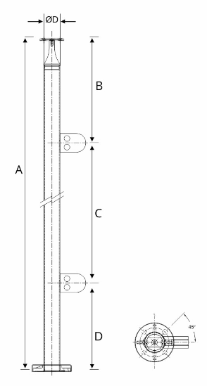 Round End Post with Two Big Glass Clip_