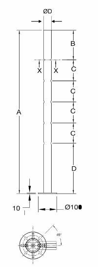 Round Post with Five Holes_