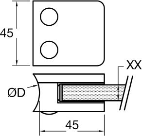 Small Square (45 x 45 mm) for Glass 6 to 10.76 mm_