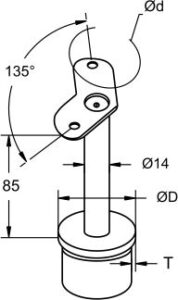 Tube Support with Fixed 135° Round Saddle_