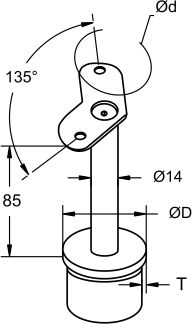 Tube Support with Fixed 135° Round Saddle_