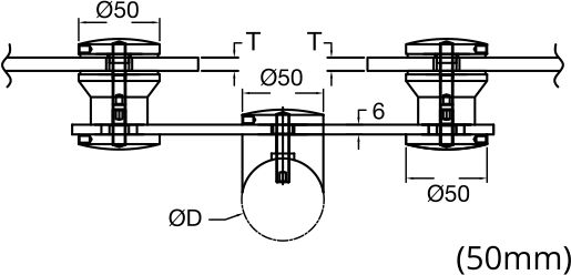 Two Way Glass Holder with Post Holder dia 50 mm_